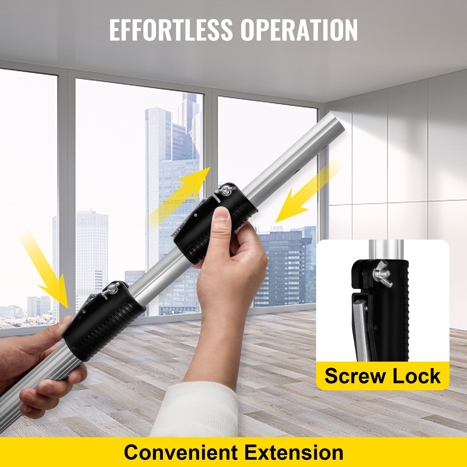 VEVOR Extension Pole, 20 ft Telescoping Pole, Multi-Purpose Telescopic Poles, Aluminum Extendable Handle, Paint Roller Extension Pole for Painting Window Cleaning High Ceiling Dusting Bulb Changing