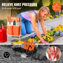 VEVOR Rodilla y asiento de jardín, almohadilla de EVA de 10.0 in de ancho, taburete de jardín plegable con capacidad de carga de 330 libras, banco de rodillas para jardinería con bolsa de herramientas, regalos para mujeres, abuelos, personas mayores, mamá y papá