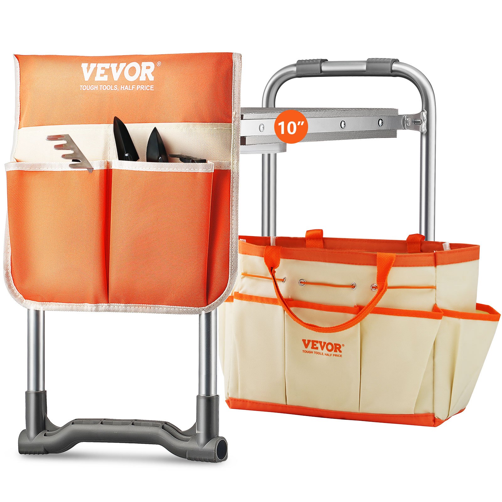 VEVOR Garden Kneeler and Seat Heavy Duty, Portable Garden Stool with 6'' EVA Kneeling Pad and 2 Tool Bags, Folding Garden Bench to Relieve Knee & Back Pain, Great Gifts for Seniors, Family Gardeners