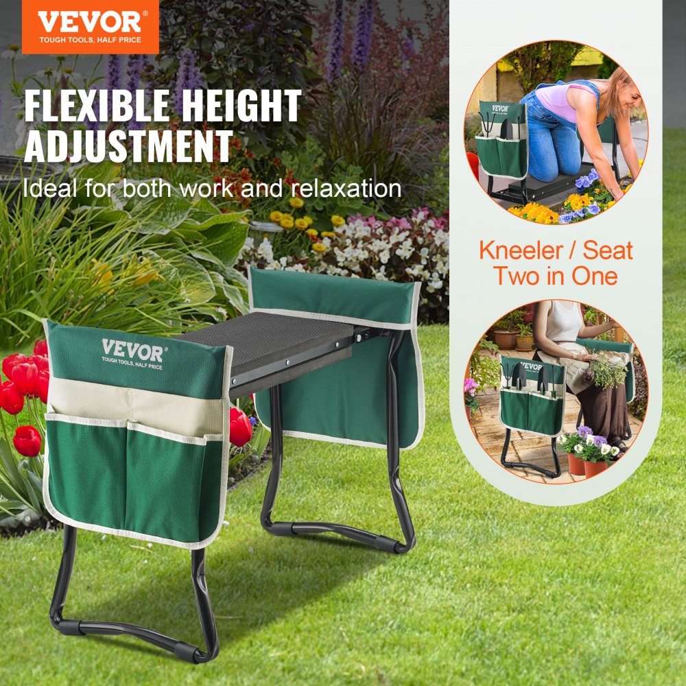 Garden Kneeler and Seat, 330 lbs Load Capacity, 8" EVA Wide Pad, Foldable Garden Stool, Kneeling Bench for Gardening with Tool Bag, Gifts for Women, Grandparents, Seniors, Mom and Dad Garden Kneeler and Seat, 330 lbs Load Capacity, 8" EVA Wide Pad, Foldable Garden Stool, Kneeling Bench for Gardening with Tool Bag, Gifts for Women, Grandparents, Seniors, Mom and Dad