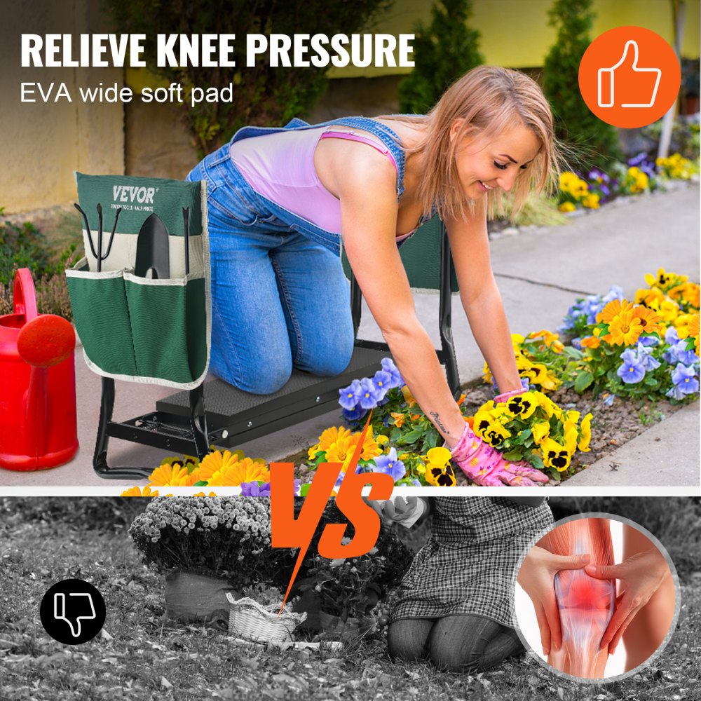 Garden Kneeler and Seat, 330 lbs Load Capacity, 8" EVA Wide Pad, Foldable Garden Stool, Kneeling Bench for Gardening with Tool Bag, Gifts for Women, Grandparents, Seniors, Mom and Dad Garden Kneeler and Seat, 330 lbs Load Capacity, 8" EVA Wide Pad, Foldable Garden Stool, Kneeling Bench for Gardening with Tool Bag, Gifts for Women, Grandparents, Seniors, Mom and Dad