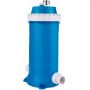 blue VEVOR pool cartridge filter with white fittings, standing upright against white background.