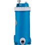 blue VEVOR pool cartridge filter with white top and bottom connectors.