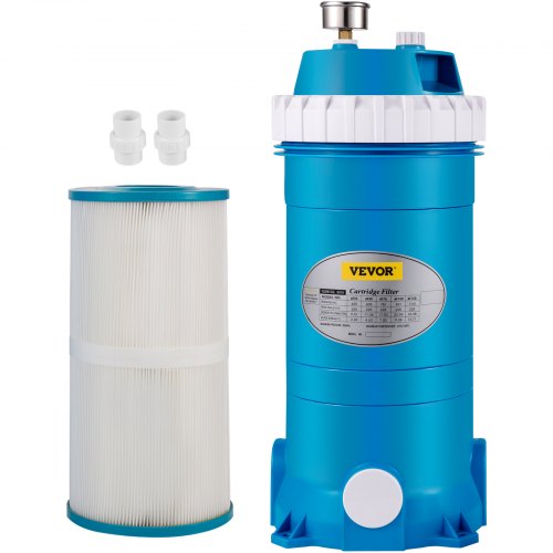 VEVOR Pool Cartridge Filter, 150Sq. Ft Filter Area Inground Pool Filter,Above Ground Swimming Pool Cartridge Filter System w/Polyester Cartridge,Corrosion-proof,Auto Pressure Relieve,2 Unions Included
