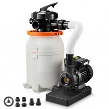 VEVOR 10 in Sand Filter Pump for Above Ground Pool, 0.33 HP 3000 GPH, Swimming Pool Sand Filter Pump with Pre-Assembled & Leak-Resistant Design, 6-Way Valve, High-Efficiency Filtration for Pools