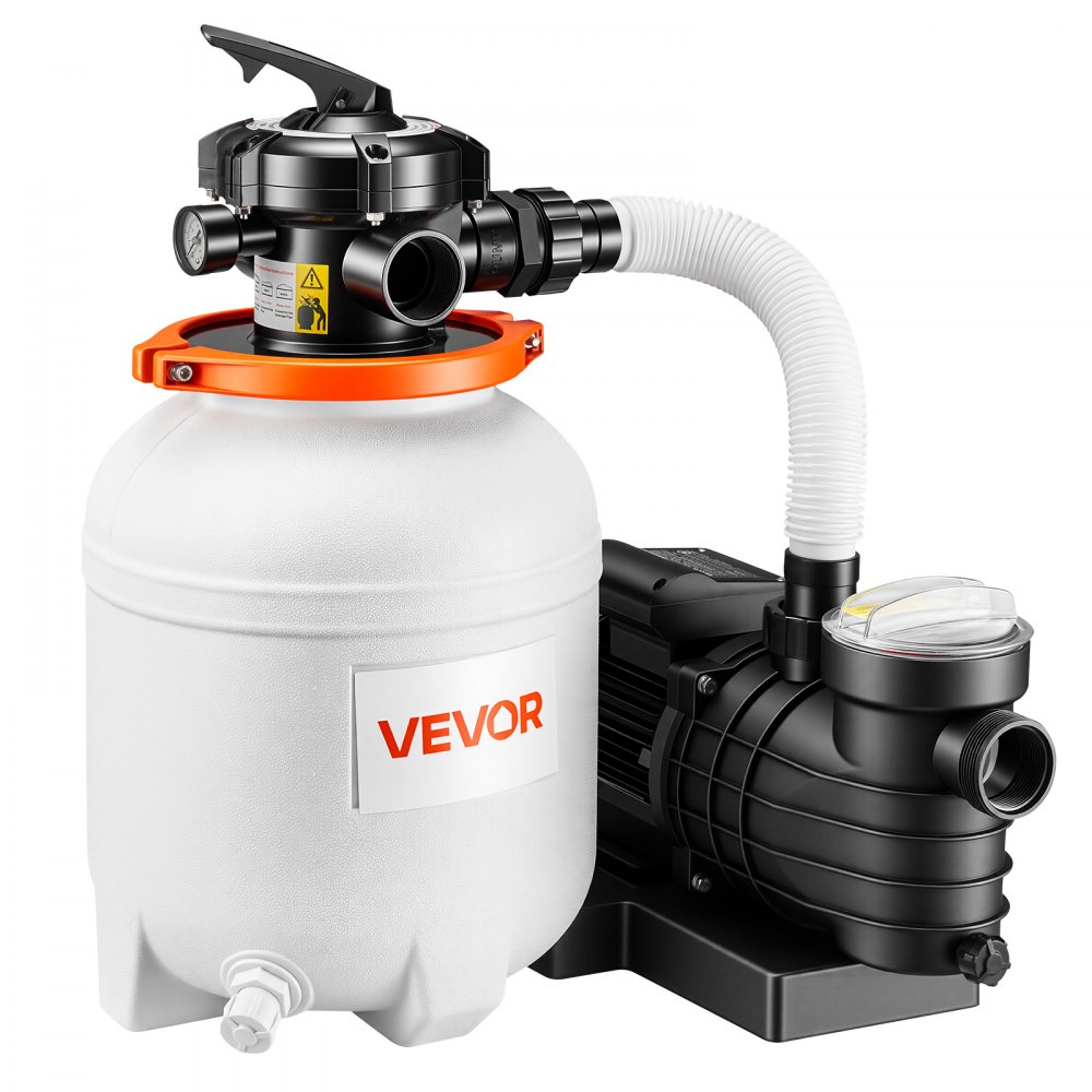 VEVOR 12 in Sand Filter Pump for Above Ground Pool, 0.33 HP 3000 GPH, Swimming Pool Sand Filter Pump with Pre-Assembled & Leak-Resistant Design, 6-Way Valve, High-Efficiency Filtration for Pools