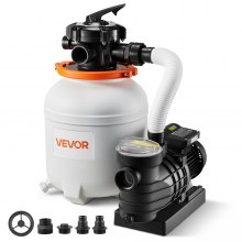 VEVOR 12 in Sand Filter Pump for Above Ground Pool, 0.33 HP 3000 GPH, Swimming Pool Sand Filter Pump with Pre-Assembled & Leak-Resistant Design, 6-Way Valve, High-Efficiency Filtration for Pools