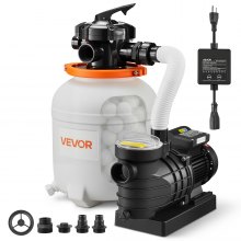 VEVOR 0.5 HP 3000 GPH FlashPure Sand Filter Pump, 12 Inch Swimming Pool Pump, 6X Faster Filtration, Leak-Proof Design, Pre-Loaded Media with Timer, Filtration & Clarity, Out of Box Use for Above Ground Pool
