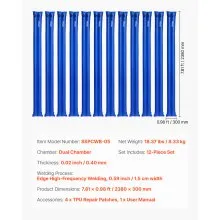 26 Gauge Double Chamber Water Bags Tubes for Winter Pool Cover 12 Packs 8 ft