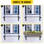 VEVOR 2 PCS Window Box Brackets 88lbs Planter Box Brackets 24 x 10.5 x 10 in Black Planter Mounting Bracket Iron Material Black Window Box Hanger Bracket for Flower Box Durable Window Box Holder