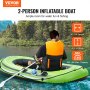 VEVOR Barco inflable, barco de pesca inflable para 2 personas, kayak portátil de PVC resistente, incluye remos de aluminio de 45,6 pulgadas, bomba de alto rendimiento y soportes para caña de pescar, capacidad de 500 lb para adultos, niños