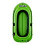 green VEVOR inflatable fishing boat with black interior and white accents. top view. durable material.