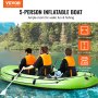 VEVOR Inflatable Boat, 5-Person Inflatable Fishing Boat, Strong PVC Portable Boat Raft Kayak, 45.6" Aluminum Oars, High-Output Pump, Fishing Rod Holders, and 2 Seats, 1100 lb Capacity for Adults, Kids