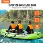 VEVOR inflatable boat with 5-person capacity, 118.1 in length, 55.1 in width, and 1100 lbs max capacity.