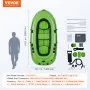 VEVOR Inflatable Boat, 3-Person Inflatable Fishing Boat, Strong PVC Portable Boat Raft Kayak, 45.6" Aluminum Oars, High-Output Pump, Fishing Rod Holders, and 2 Seats, 1100 lb Capacity for Adults, Kids