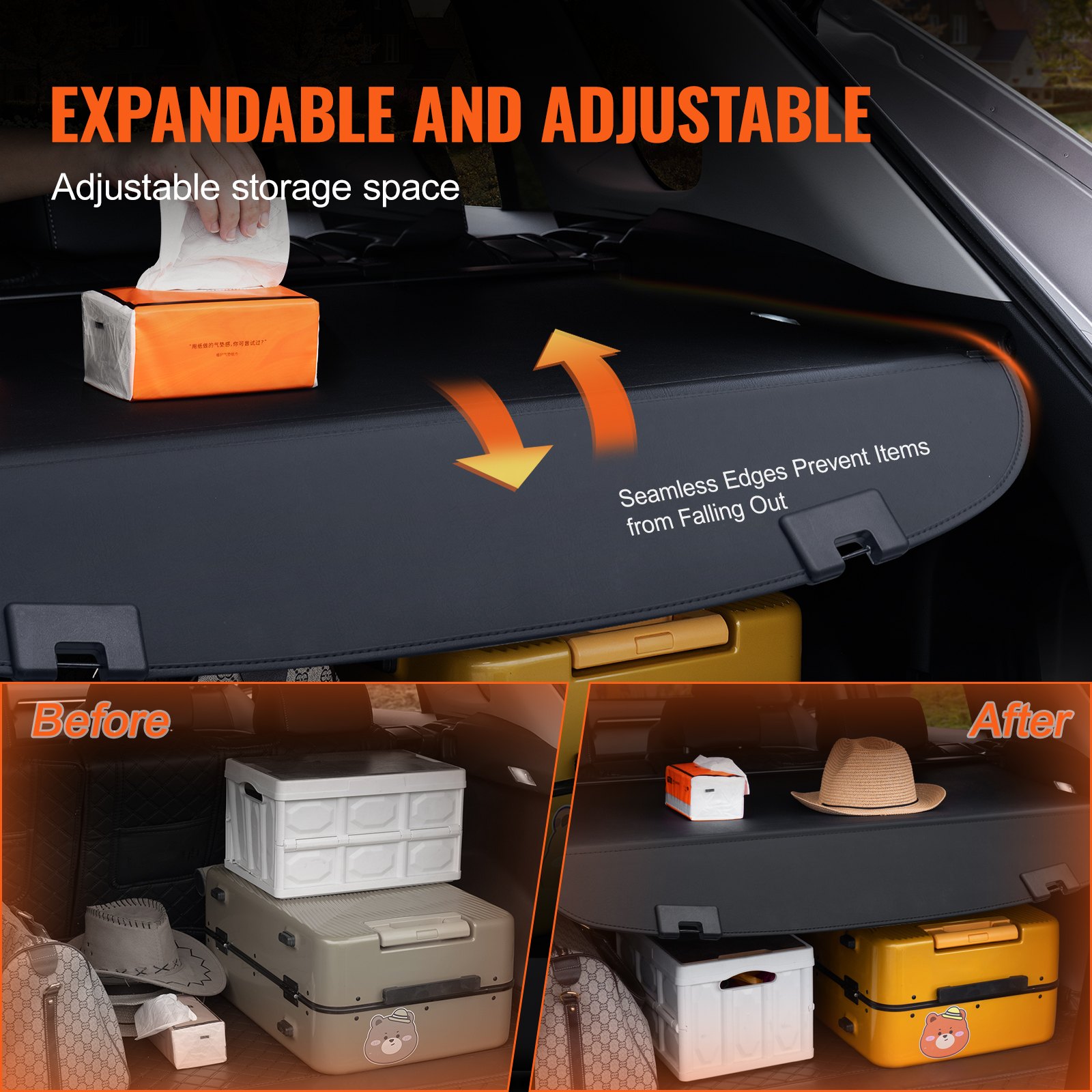 VEVOR Retractable Cargo Cover for Mazda, Upgraded Waterproof Trunk Cover Security Shield Shade for Mazda CX-5 2017-2025 5-Seater, UV Resistant Rear Trunk Cover, Aluminum Alloy & PVC Leather Texture
