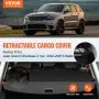 VEVOR Retractable Cargo Cover, Upgraded Waterproof Trunk Cover Security Shield Shade for Jeep Grand Cherokee 2 Row 2022-2025 5-Seater, UV Proof Rear Trunk Cover Aluminum Alloy & PVC Leather Texture