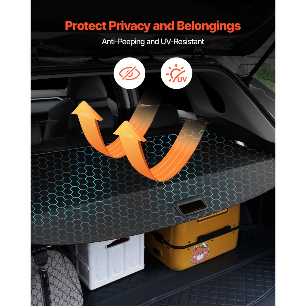 VEVOR Retractable Cargo Cover, Premium Leather Texture Trunk Cover, Anti-Peeping Luggage Privacy Shield, Easy Installation Security Shade, Car Accessories, for Kia Sportage 2023-2025 5-Seater