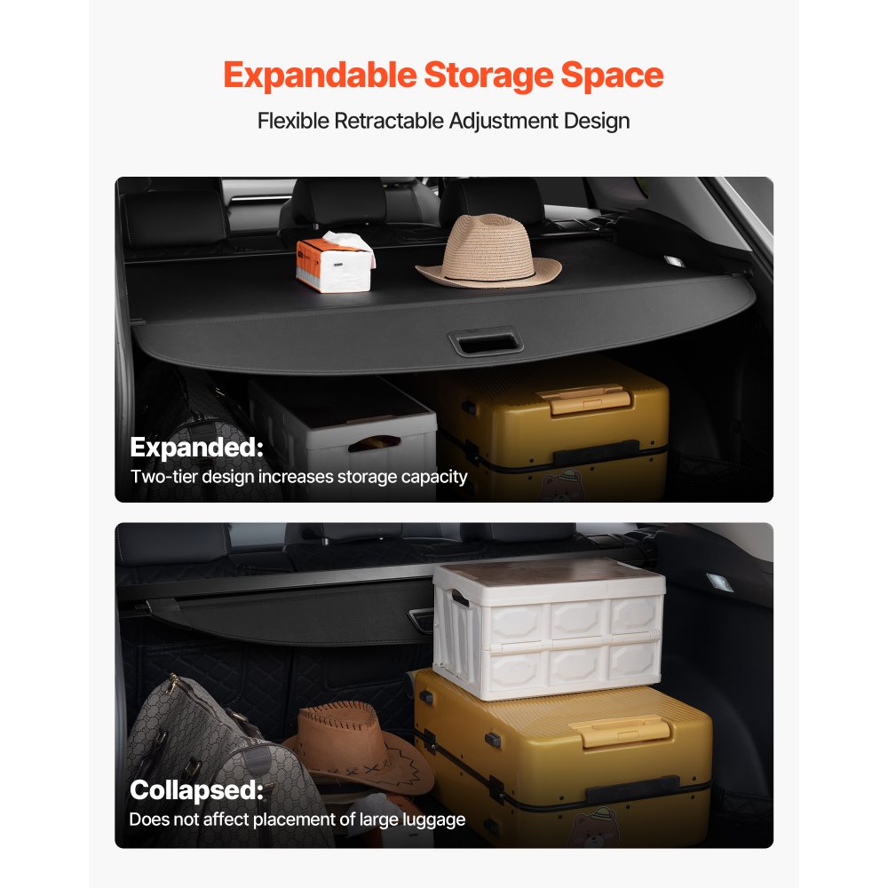 VEVOR Retractable Cargo Cover, Premium Leather Texture Trunk Cover, Anti-Peeping Luggage Privacy Shield, Easy Installation Security Shade, Car Accessories, for Kia Sportage 2023-2025 5-Seater