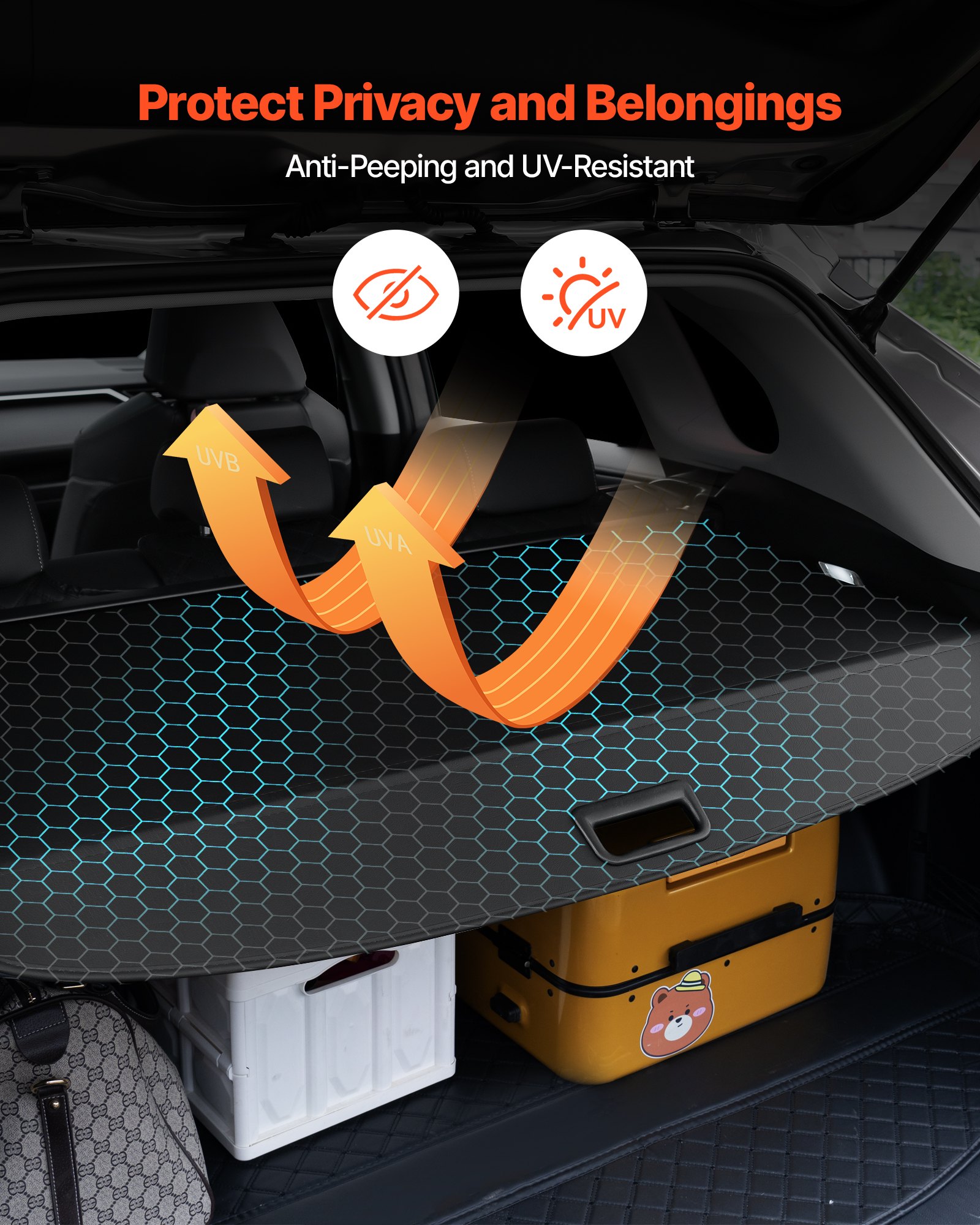 VEVOR Retractable Cargo Cover, Premium Leather Texture Trunk Cover, Anti-Peeping Luggage Privacy Shield, Easy Installation Security Shade, Car Accessories, for Kia Sportage 2023-2025 5-Seater