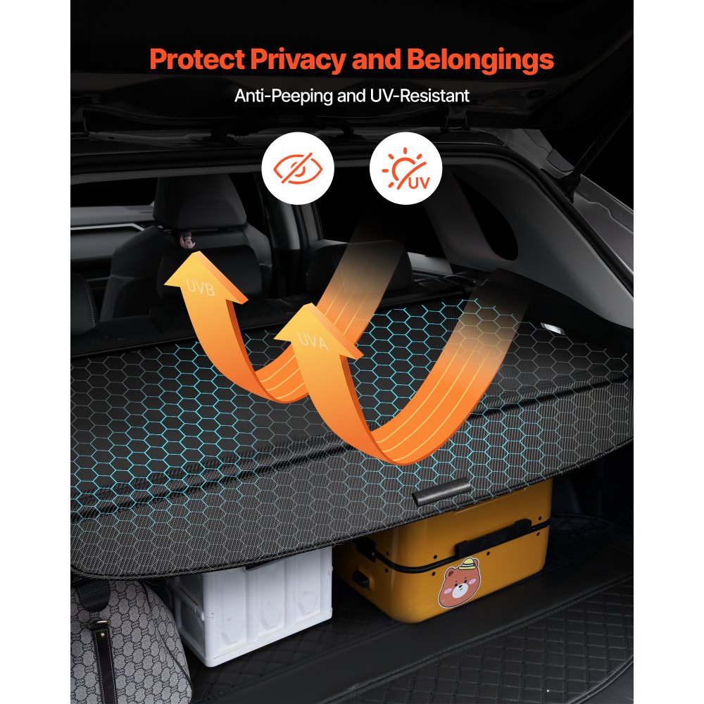 VEVOR Retractable Cargo Cover, Upgraded Carbon Fiber Texture Trunk Cover, Anti-Peeping Luggage Privacy Shield, Easy Installation Security Shade Car Accessories, for Honda CRV 2023-2025 5-Seater