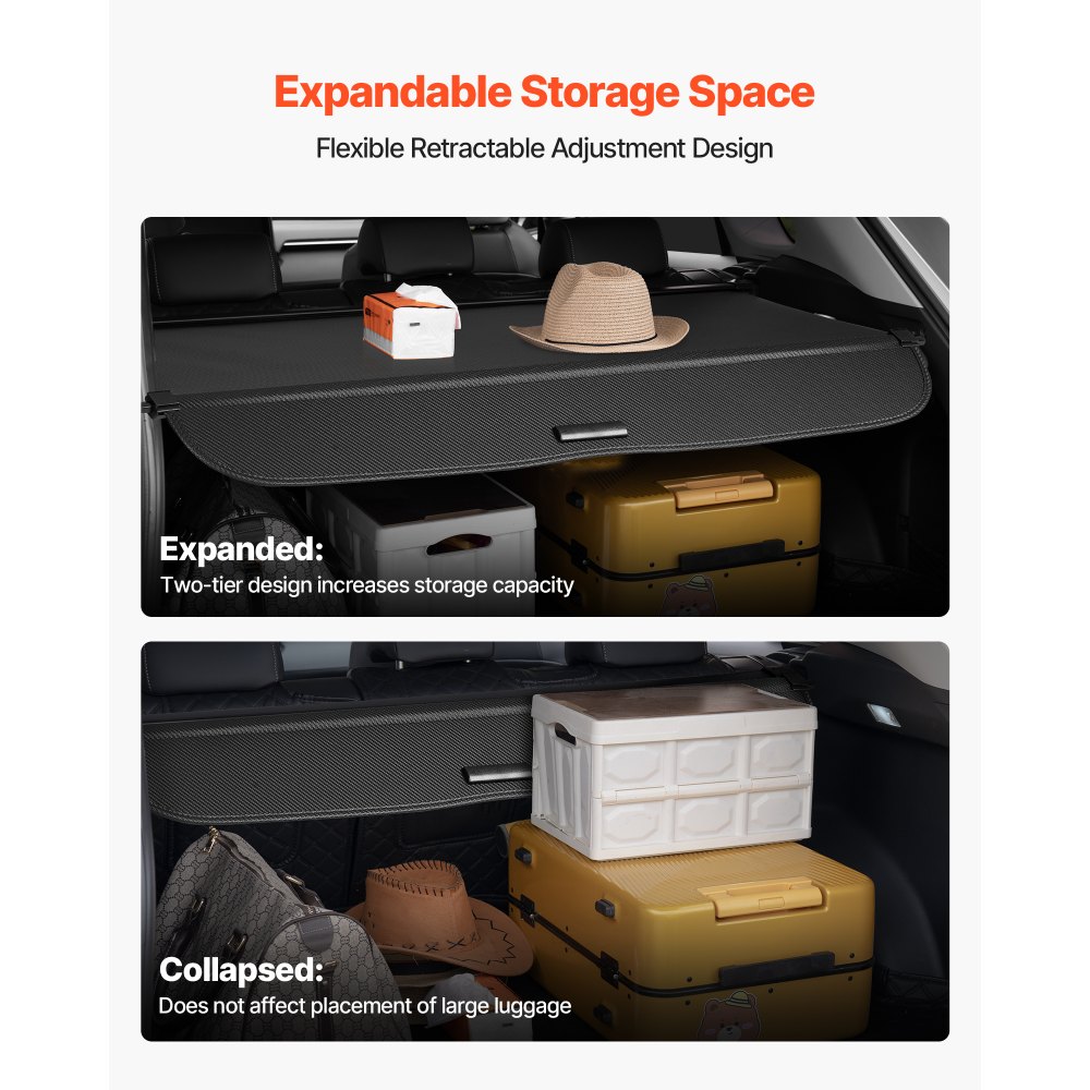 VEVOR Retractable Cargo Cover, Upgraded Carbon Fiber Texture Trunk Cover, Anti-Peeping Luggage Privacy Shield, Easy Installation Security Shade Car Accessories, for Honda CRV 2023-2025 5-Seater