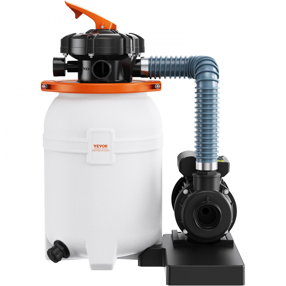 VEVOR Sand Filter Pump for Above Ground Pools, 10-inch, 1585 GPH, 0.33 HP Swimming Pool Pumps System & Filters Combo Set with 6-Way Multi-Port Valve & Pressure Gauge, for Domestic and Commercial Pools