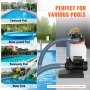 VEVOR sand filter pump for courtyard, above-ground, community pools, and water parks.