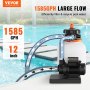 VEVOR Sand Filter Pump for Above Ground Pools, 12-inch, 1585 GPH, 0.35 HP Swimming Pool Pumps System & Filters Combo Set with 5-Way Multi-Port Valve & Pressure Gauge, for Domestic and Commercial Pools