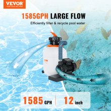 VEVOR Sand Filter Pump for Above Ground Pools, 12-inch, 1585 GPH, 0.33 HP Swimming Pool Pumps System & Filters Combo Set with 6-Way Multi-Port Valve & Pressure Gauge, for Domestic and Commercial Pools