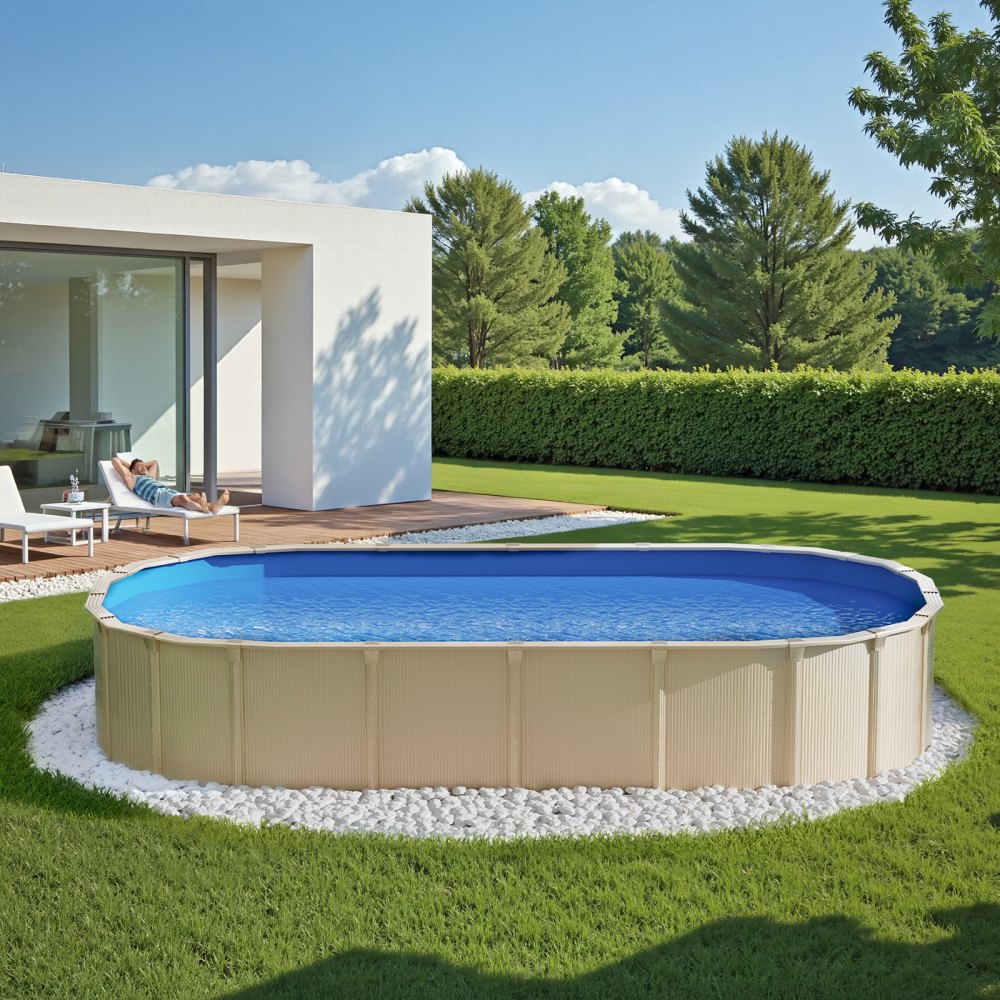VEVOR Oval Pool Liner, 16.4 x 9.8 ft Pool Liner, Uinbead Style, Durable Vinyl Pool Liner, Standard Gauge, 47in Wall Height, Pool Liner Replacement for Steel Sided Above-Ground Swimming Pools