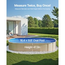 VEVOR Oval Pool Liner 16.4x9.8ft Unibead Style Pool Liner 47in Wall Height