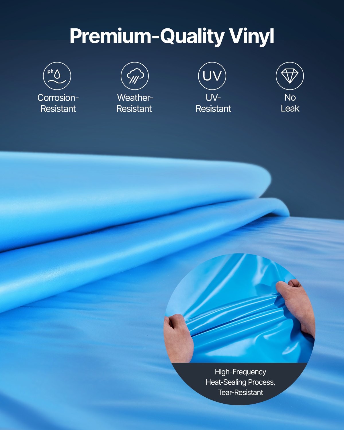 VEVOR Oval Pool Liner, 16.4 x 9.8 ft Pool Liner, Uinbead Style, Durable Vinyl Pool Liner, Standard Gauge, 47in Wall Height, Pool Liner Replacement for Steel Sided Above-Ground Swimming Pools