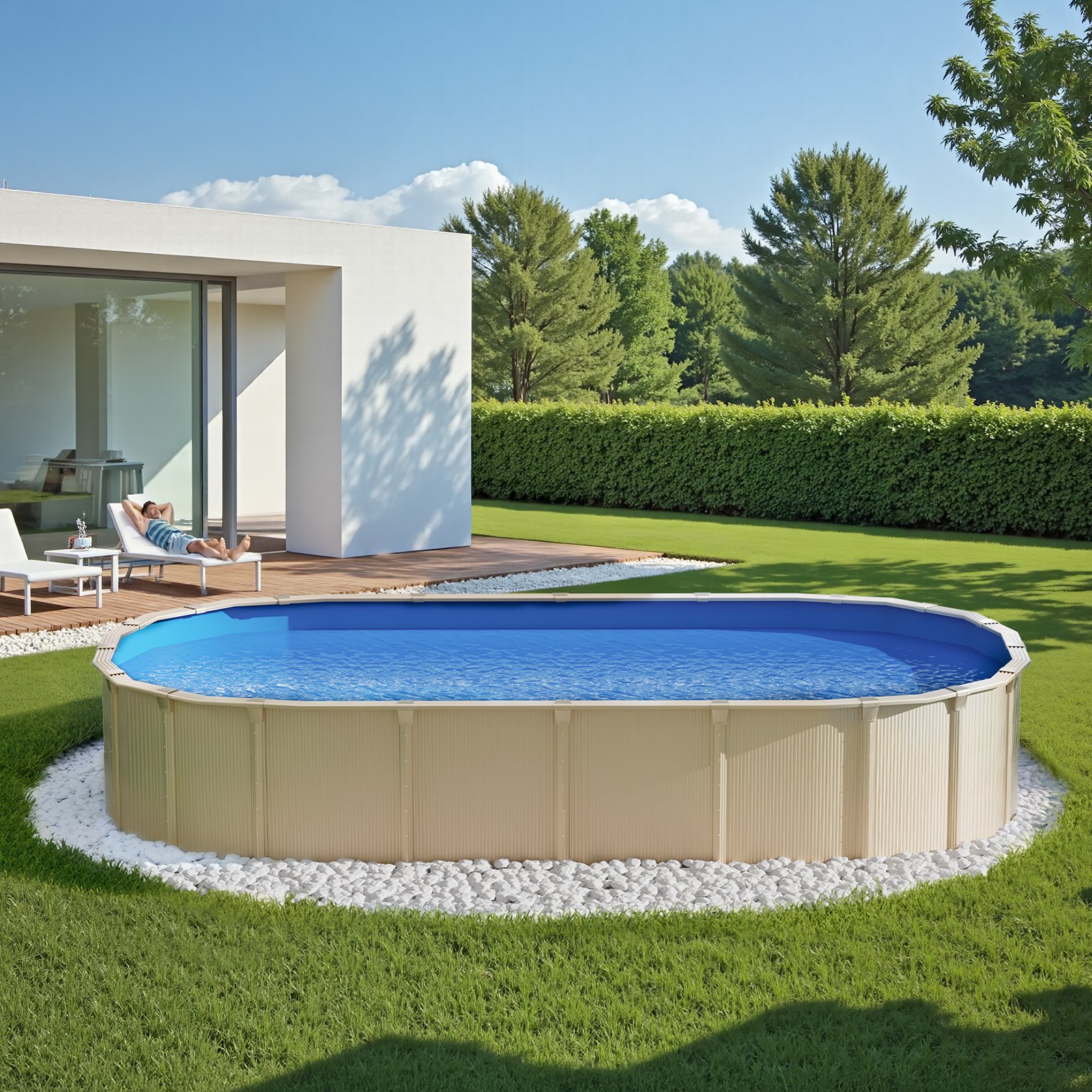VEVOR Oval Pool Liner, 16.4 x 9.8 ft Pool Liner, Uinbead Style, Durable Vinyl Pool Liner, Standard Gauge, 47in Wall Height, Pool Liner Replacement for Steel Sided Above-Ground Swimming Pools