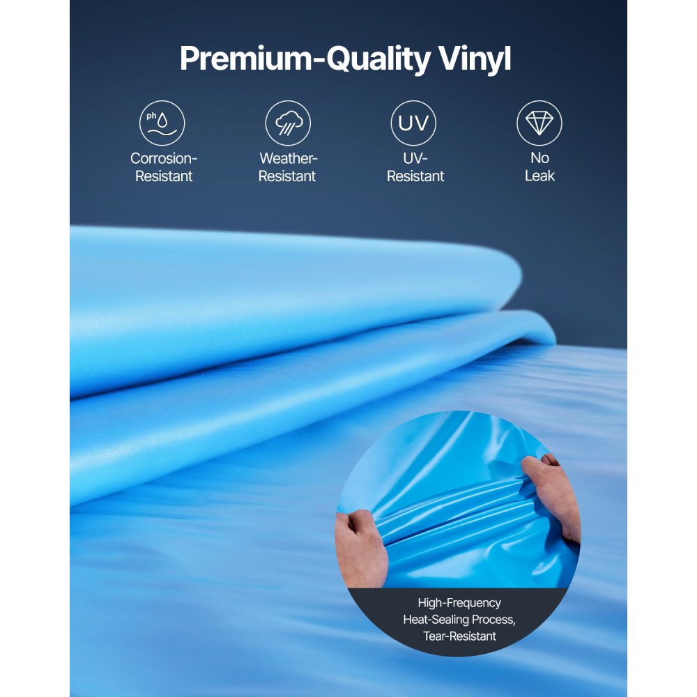 VEVOR Oval Pool Liner, 24 x 12.3 ft, Swimming Pool Liner, Standard Gauge, Durable Vinyl Pool Liner, Overlap Style, Pool Liner Replacement for 52in Wall Height Above Ground Swimming Pool, Solid Color