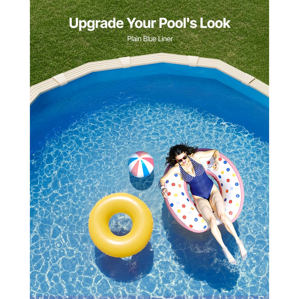 VEVOR Oval Pool Liner, 24 x 12.3 ft, Swimming Pool Liner, Standard Gauge, Durable Vinyl Pool Liner, Overlap Style, Pool Liner Replacement for 52in Wall Height Above Ground Swimming Pool, Solid Color