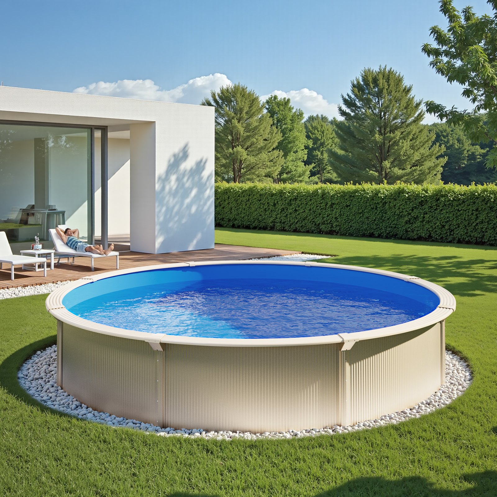 VEVOR Pool Liner, 11.5ft Round Pool Liner, Uinbead Style, Durable Vinyl Pool Liner, Standard Gauge, 47in Wall Height, Pool Liner Replacement for Steel Sided Above-Ground Swimming Pools, Solid Color