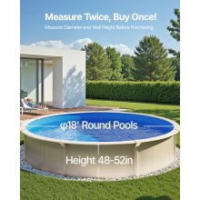 VEVOR Round Pool Liner 18ft Overlap Pool Liner 52in Wall Height Solid Color