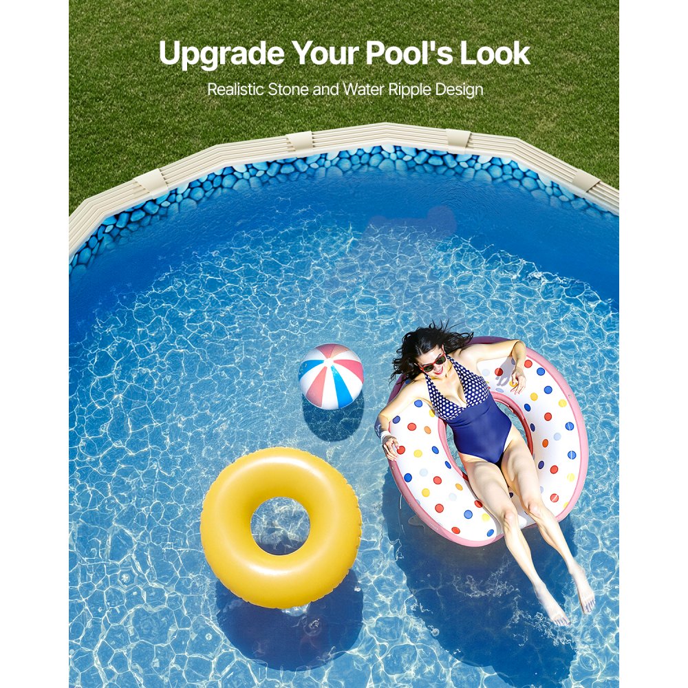 VEVOR 3.6 x 7.3 m Oval Pool Liner, Unibead Above Ground Pool Liners, 52in Wall Height, Durable Standard Gauge Vinyl, Designed for Steel Sided Above-Ground Swimming Pools
