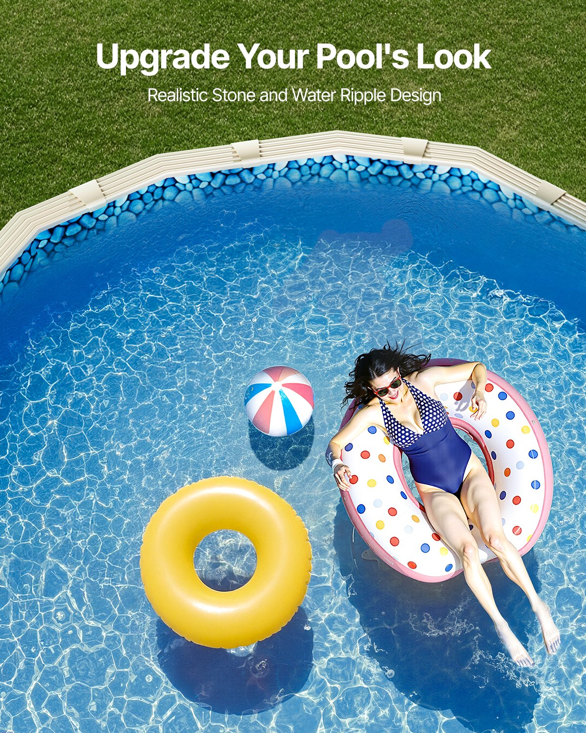 VEVOR 3.6 x 7.3 m Oval Pool Liner, Unibead Above Ground Pool Liners, 52in Wall Height, Durable Standard Gauge Vinyl, Designed for Steel Sided Above-Ground Swimming Pools