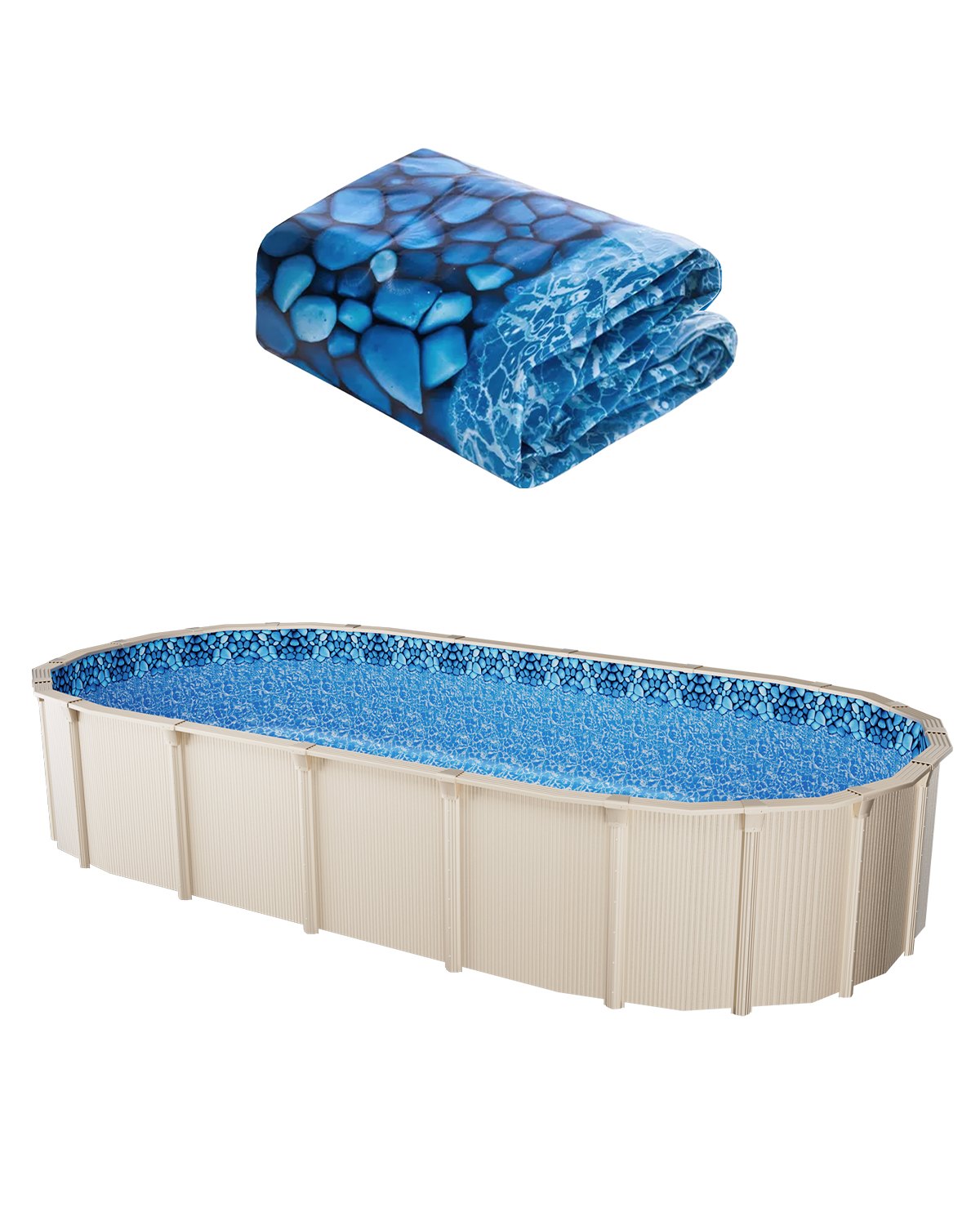 VEVOR 3.6 x 7.3 m Oval Pool Liner, Unibead Above Ground Pool Liners, 52in Wall Height, Durable Standard Gauge Vinyl, Designed for Steel Sided Above-Ground Swimming Pools