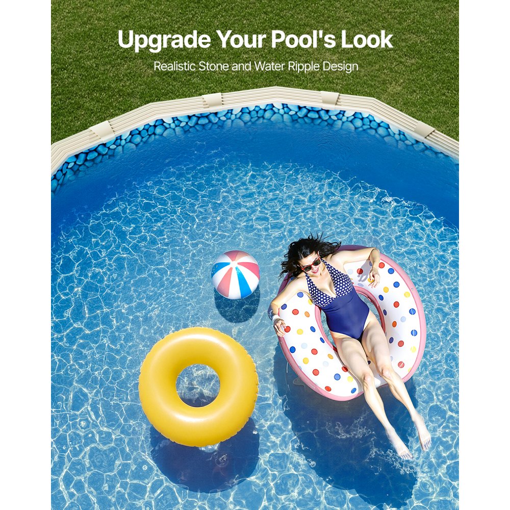 VEVOR 3.6 x 7.3 m Oval Pool Liner, Overlap Style Above Ground Pool Liners, 48-to-54inch Wall Height, Durable Pool Liner, Standard Gauge Vinyl, for Steel Sided Above-Ground Swimming Pools