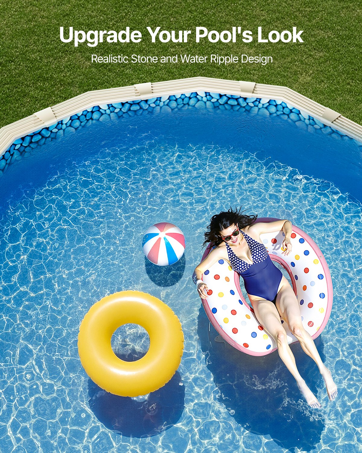 VEVOR 3.6 x 7.3 m Oval Pool Liner, Overlap Style Above Ground Pool Liners, 48-to-54inch Wall Height, Durable Pool Liner, Standard Gauge Vinyl, for Steel Sided Above-Ground Swimming Pools