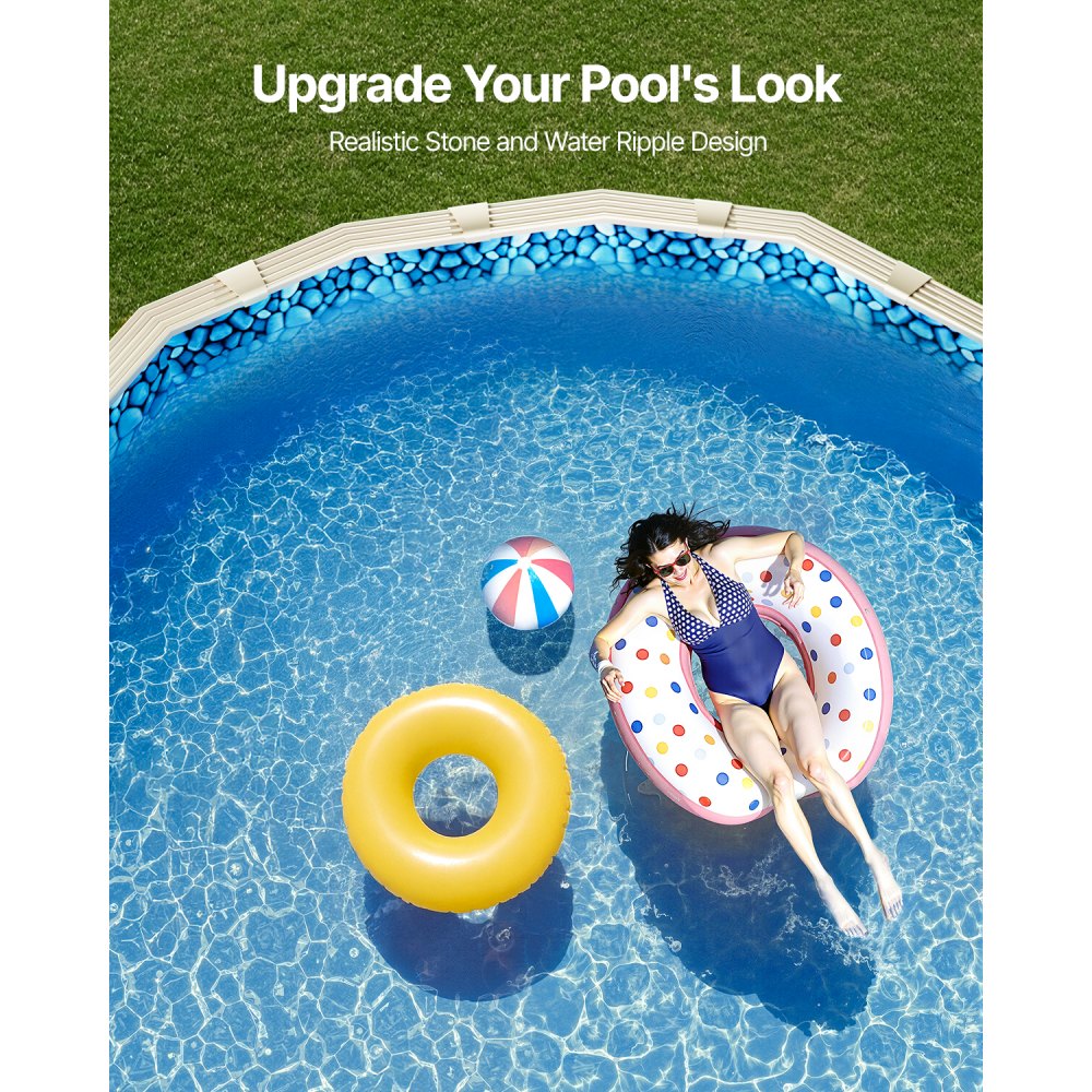 VEVOR 4.6 x 9.1 m Oval Pool Liner, Unibead Above Ground Pool Liners, 52in Wall Height, Durable Standard Gauge Vinyl, Designed for Steel Sided Above-Ground Swimming Pools