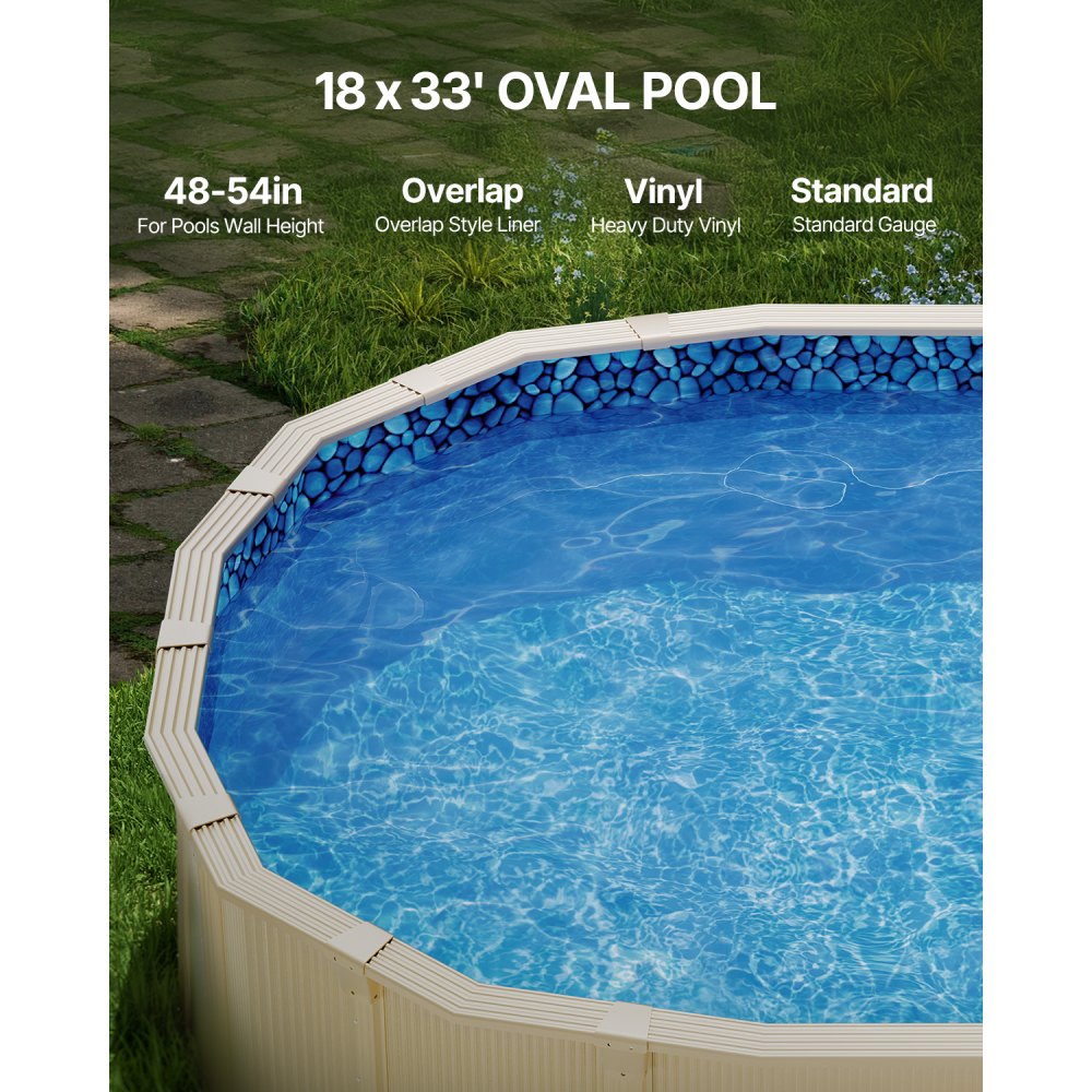 VEVOR 5.49 x 10 m Oval Pool Liner for Overlap Above Ground Swimming Pools, 48-to-54inch Wall Height, Durable Standard Gauge Vinyl