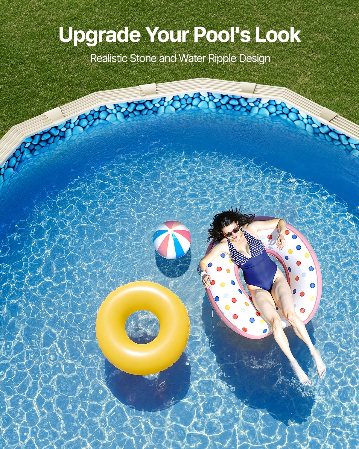 VEVOR 5.49 x 10 m Oval Pool Liner for Unibead Above Ground Swimming Pools, Standard Gauge, 52inch Wall Height