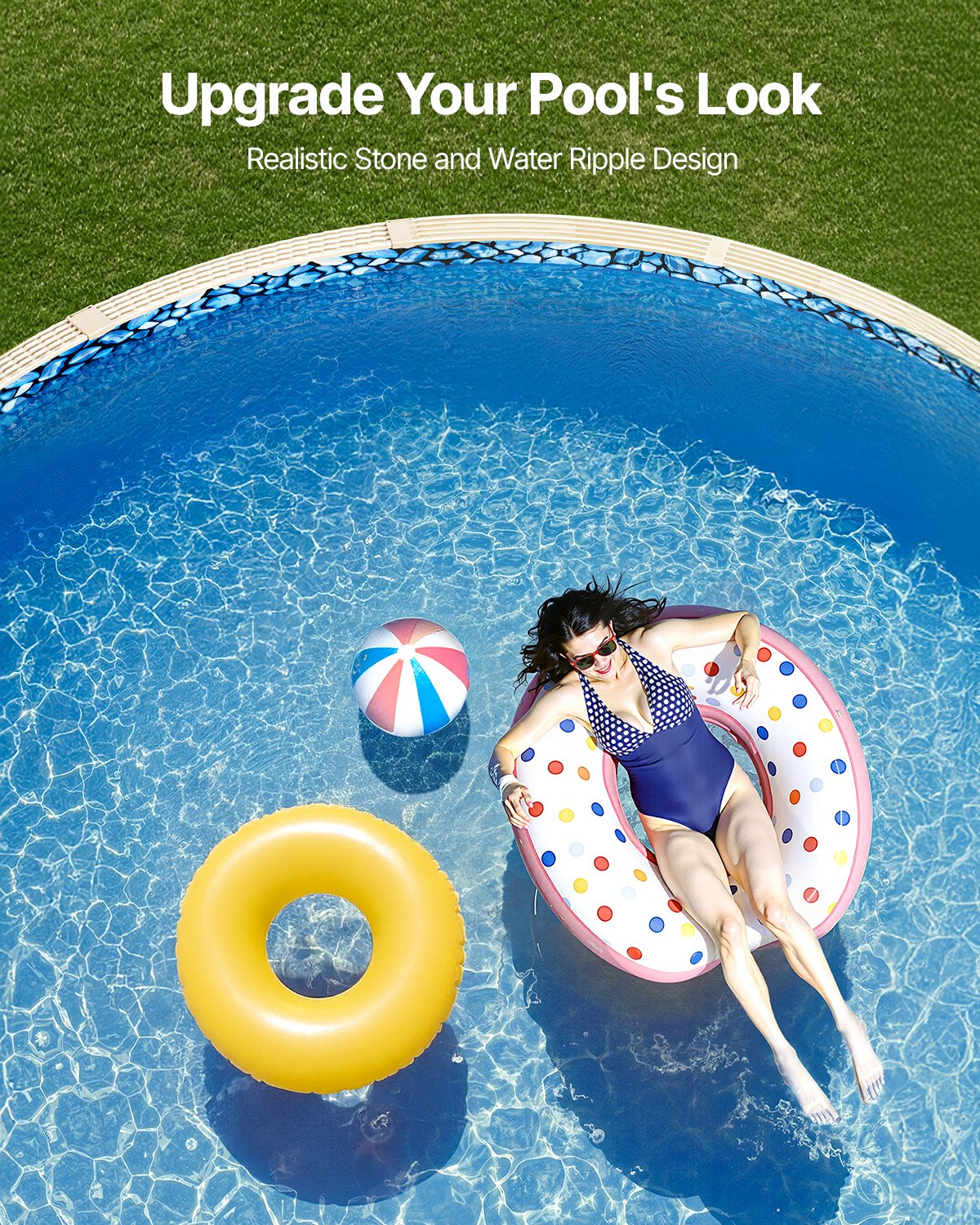 VEVOR 5.49 m Round Above Ground Pool Liner, Unibead Pool Liners, Standard Gauge, 1.32m Wall Height, Designed for Steel Sided Above-Ground Swimming Pools