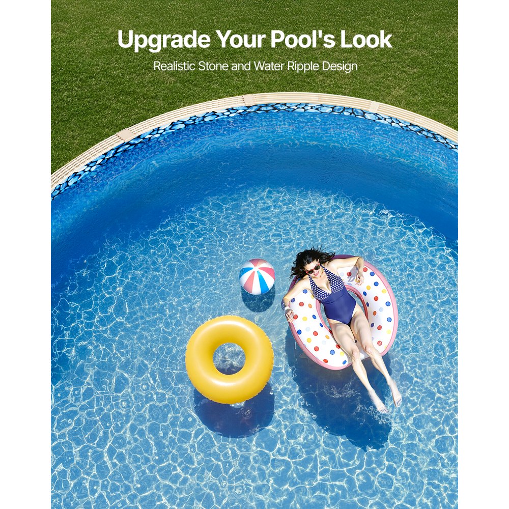 VEVOR 9.14 m Round Above Ground Pool Liner, Overlap Pool Liners, Standard Gauge Vinyl, 1.2-to-1.37m Wall Height, Designed for Steel Sided Above-Ground Swimming Pools