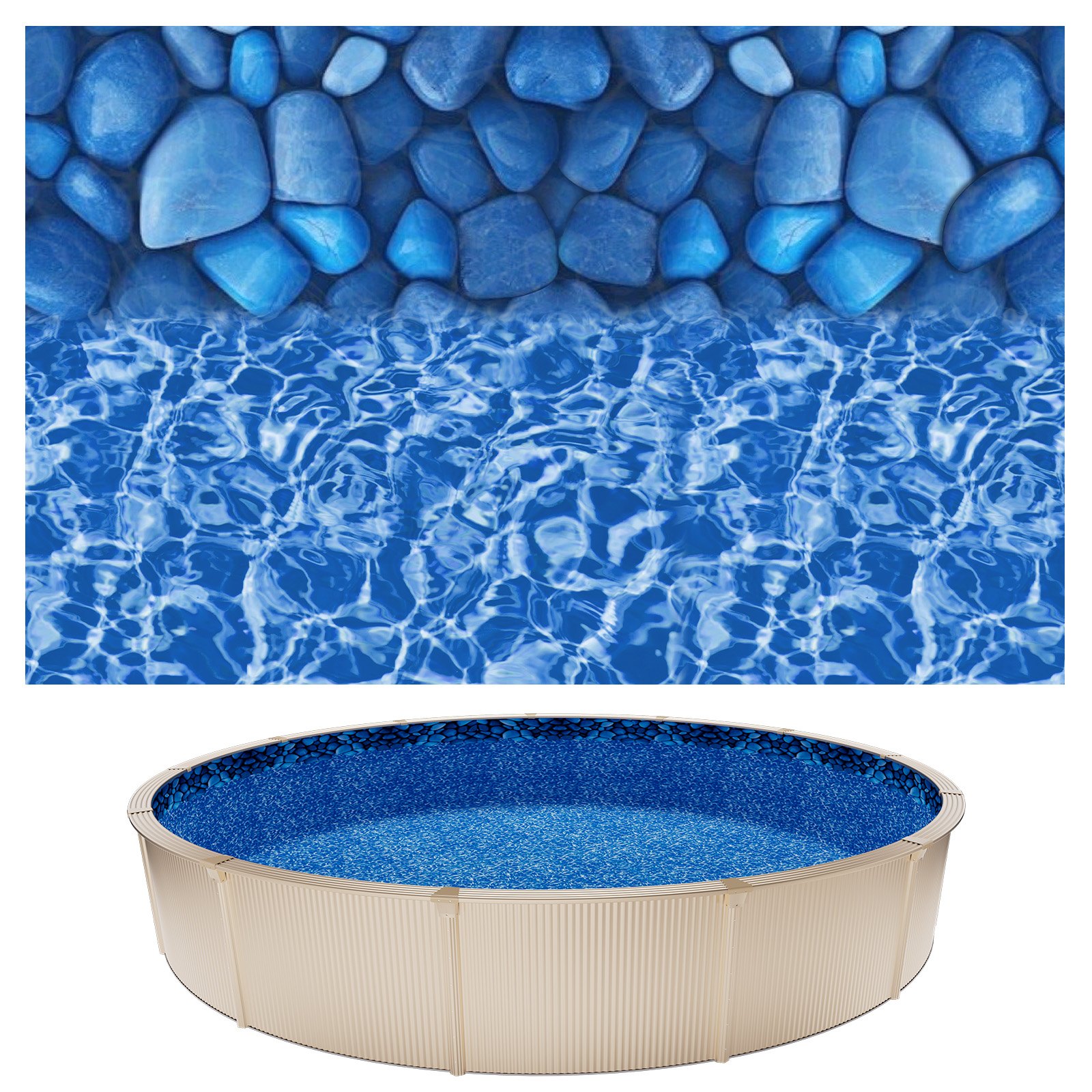 VEVOR 27ft Pool Liner, Round UniBead Swimming Pool Liner for 52 in Wall Height, Premium Vinyl, Easy Install with Leak-Proof Patches, Designed for Steel Sided Above-Ground,Outdoor, Boulder Swirl