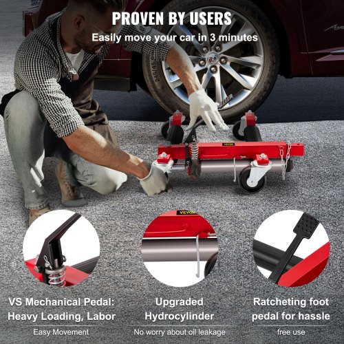 VEVOR Wheel Dolly, 1500 Lbs Capacity Car Dolly, 12'' Car Jack Dolly, Wheel Jacks for Cars, Vehicle Positioning Hydraulic Tire Jack, Heavy Duty Ball Bearings Skate for Vehicle Car Auto Repair Moving